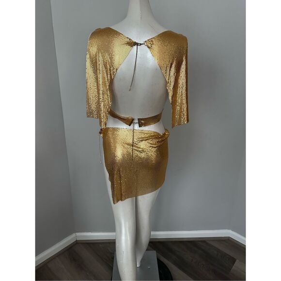 8 Other Reasons Chainmail Top And Skirt Set in Gold $264 - Picture 8 of 10
